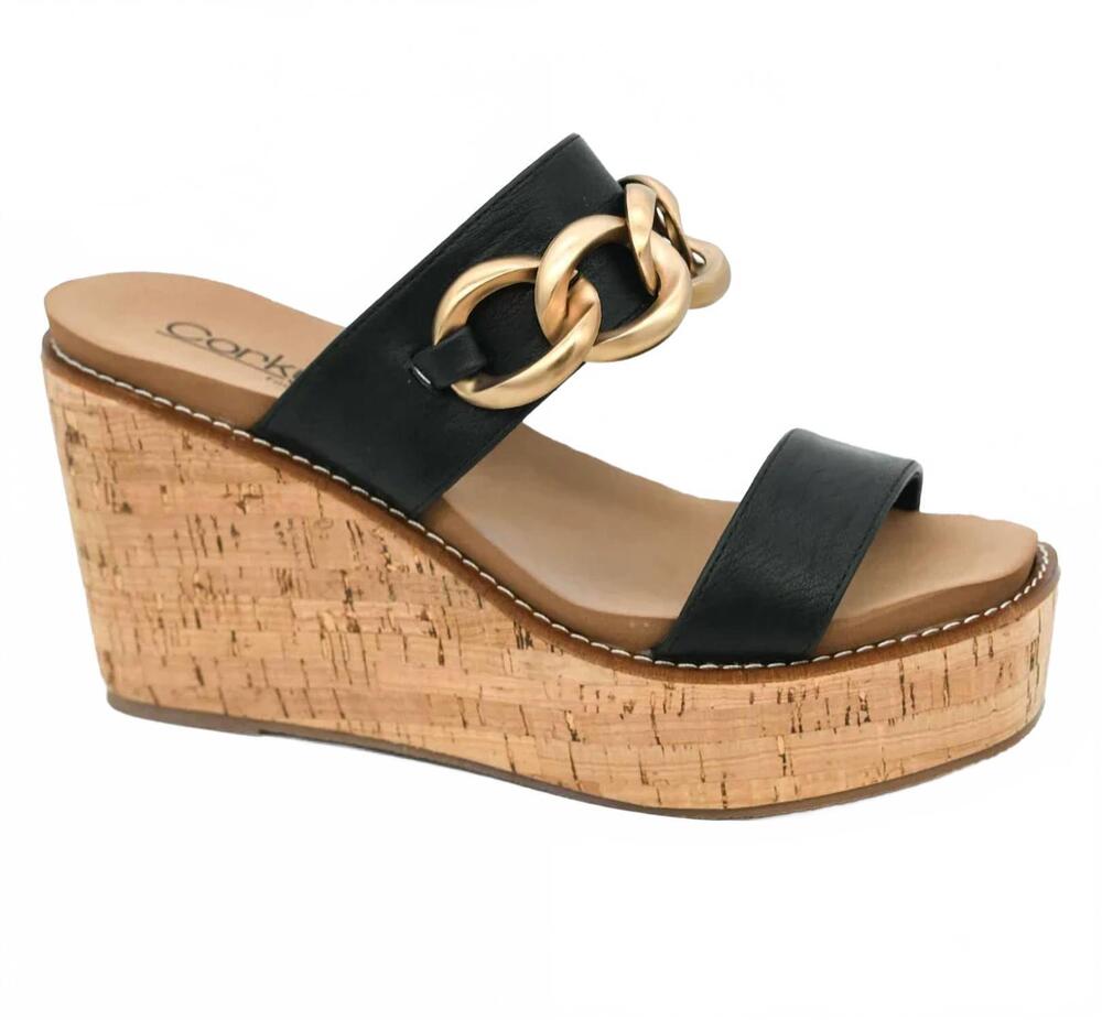 NEW HEY GIRL BY CORKYS women's on vacay wedge sandal in black
